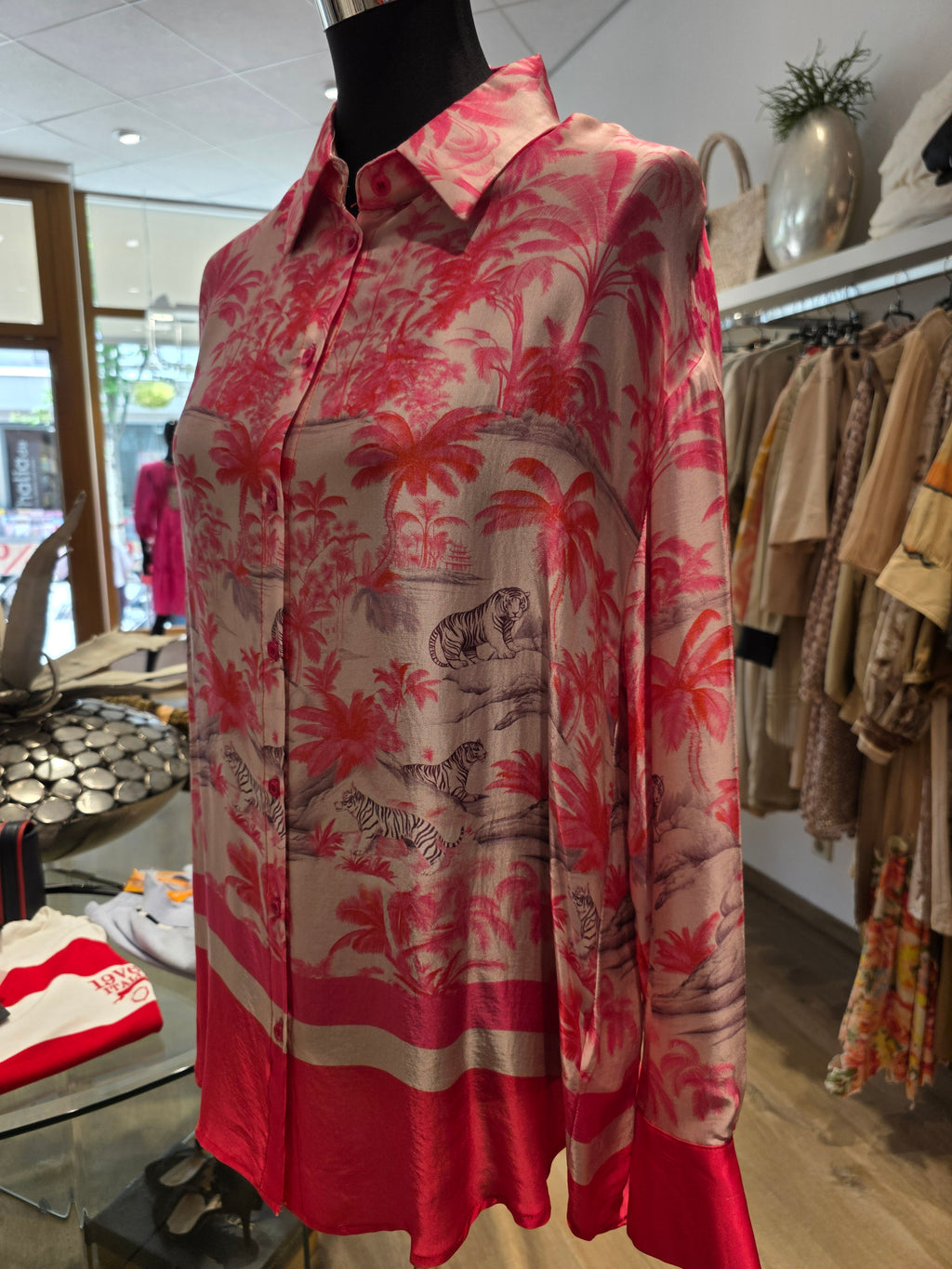 STYLISCHE OVERSIZE BLUSE TUNIKA ROSE