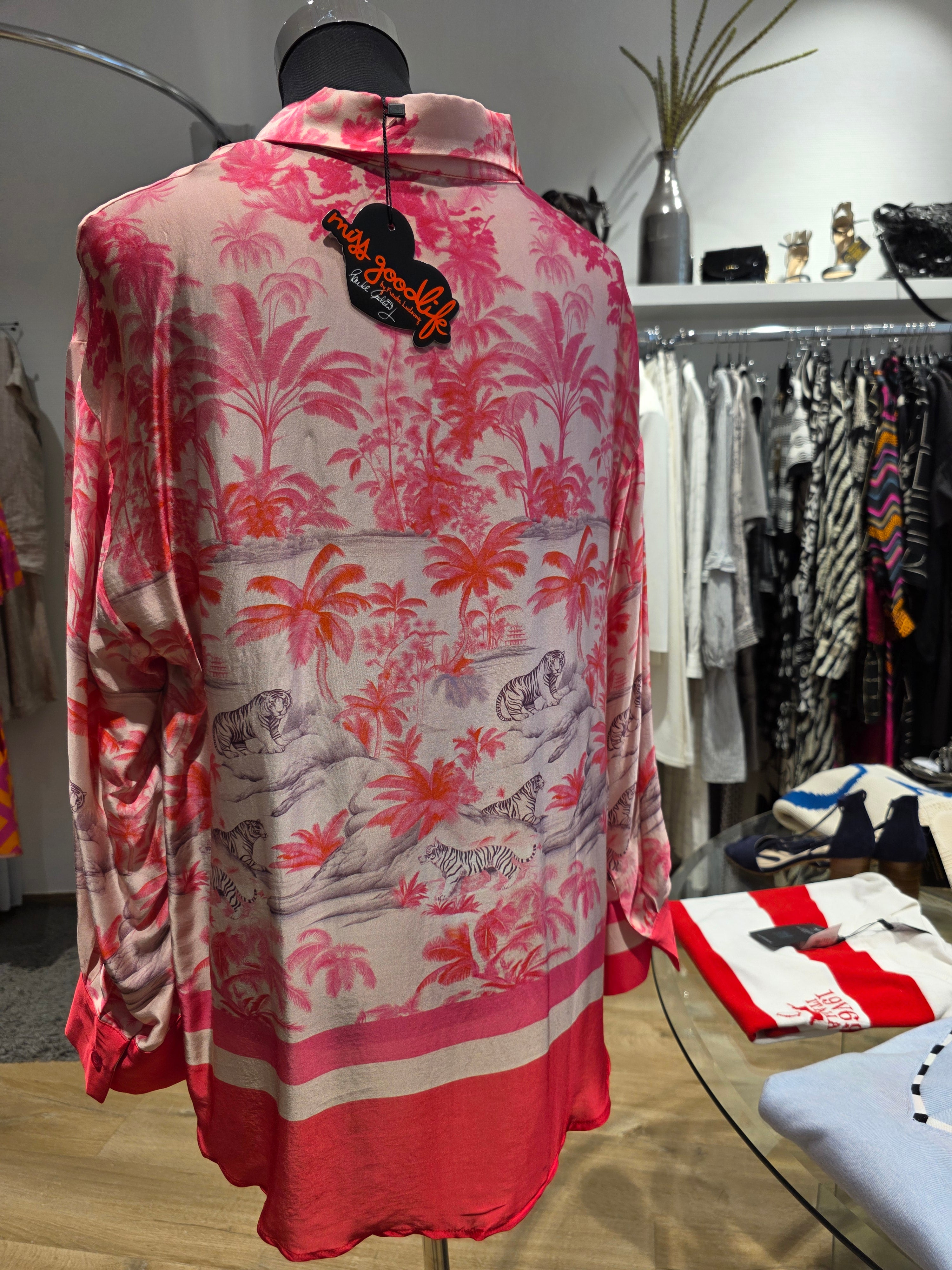 STYLISCHE OVERSIZE BLUSE TUNIKA ROSE