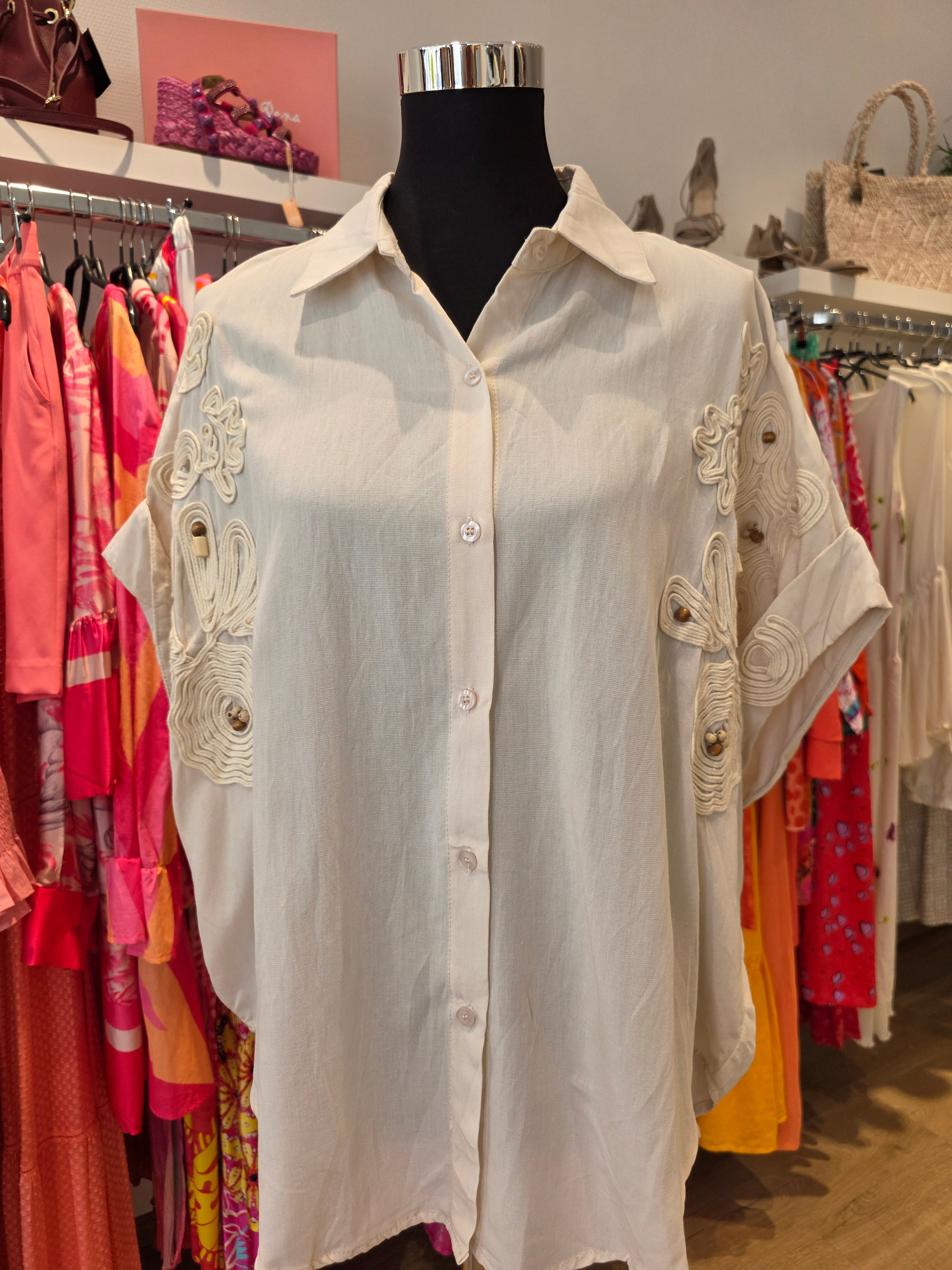BLUSE TUNIKA CREAM STICKEREI GR.40