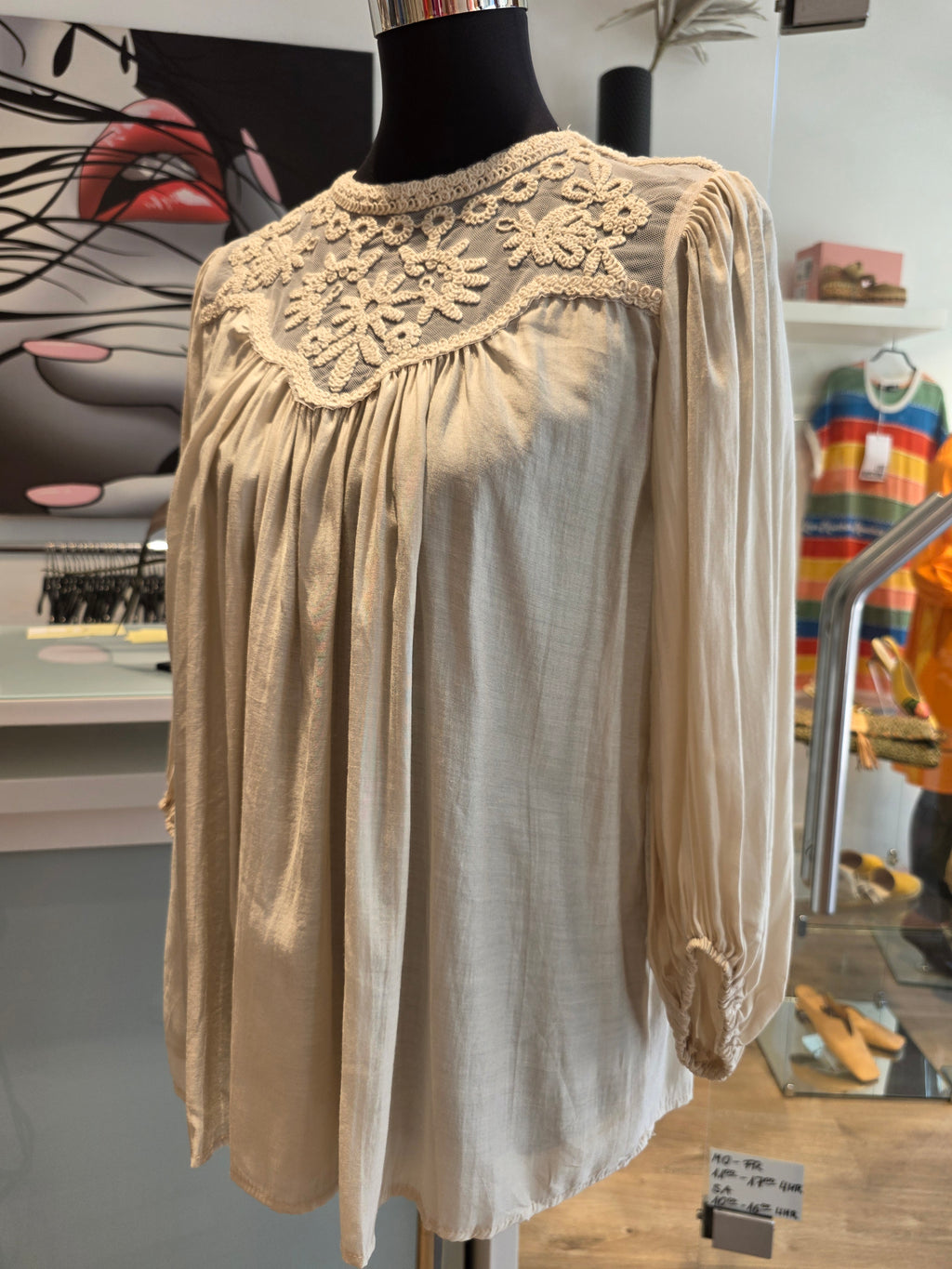 ROMANTISCHE BLUSE TUNIKA CREAM GR.36