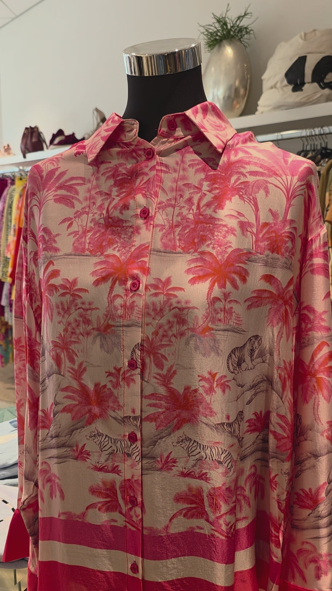 STYLISCHE OVERSIZE BLUSE TUNIKA ROSE